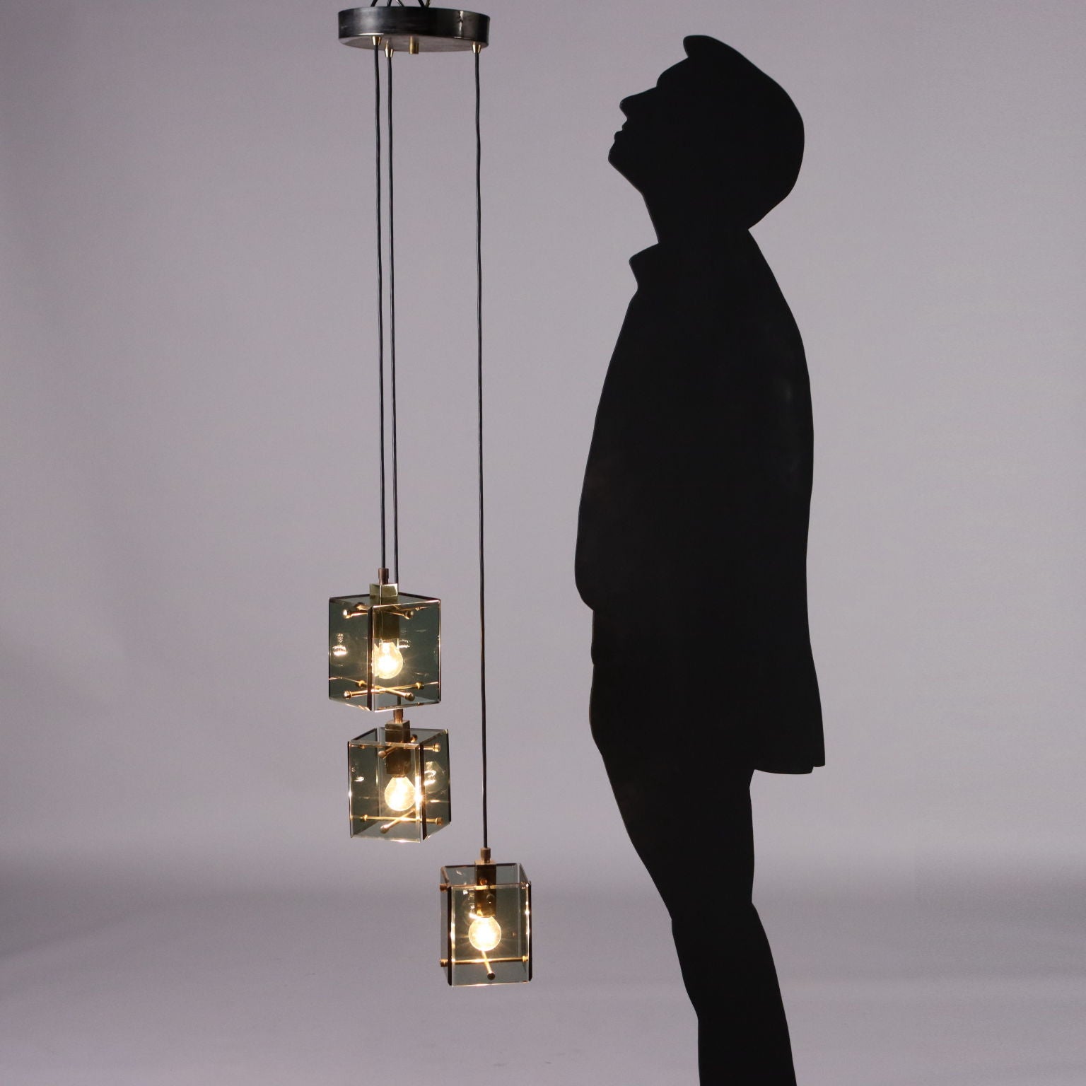 Vintage 1960s Ceiling Lamp Metal Brass Glass Italy | Modernism  Lighting