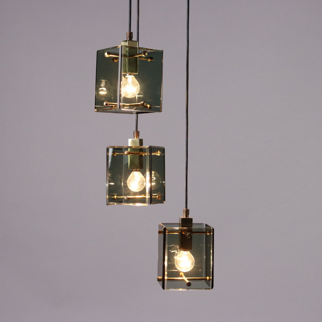 Vintage 1960s Ceiling Lamp Metal Brass Glass Italy | Modernism  Lighting