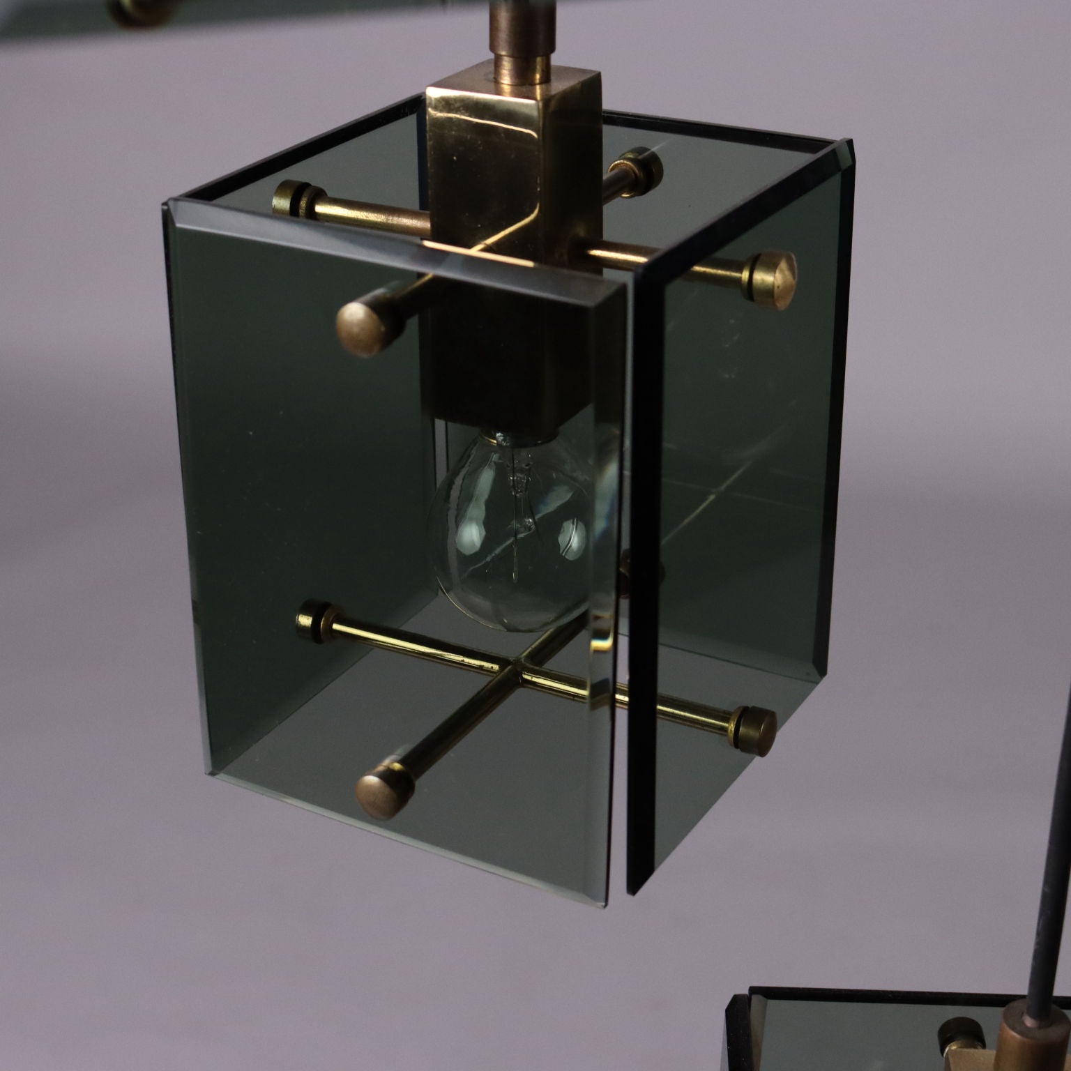 Vintage 1960s Ceiling Lamp Metal Brass Glass Italy | Modernism  Lighting