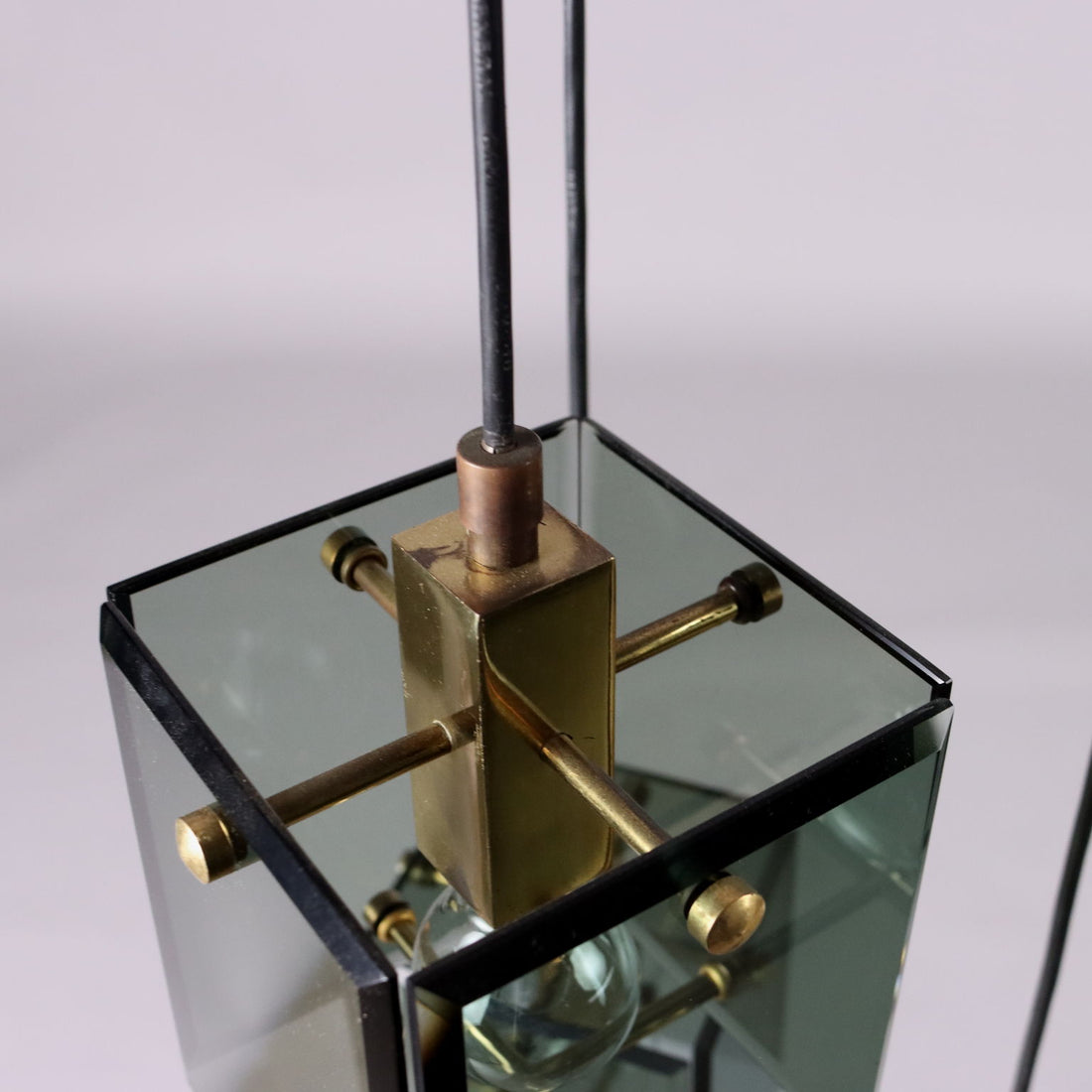 Vintage 1960s Ceiling Lamp Metal Brass Glass Italy | Modernism  Lighting