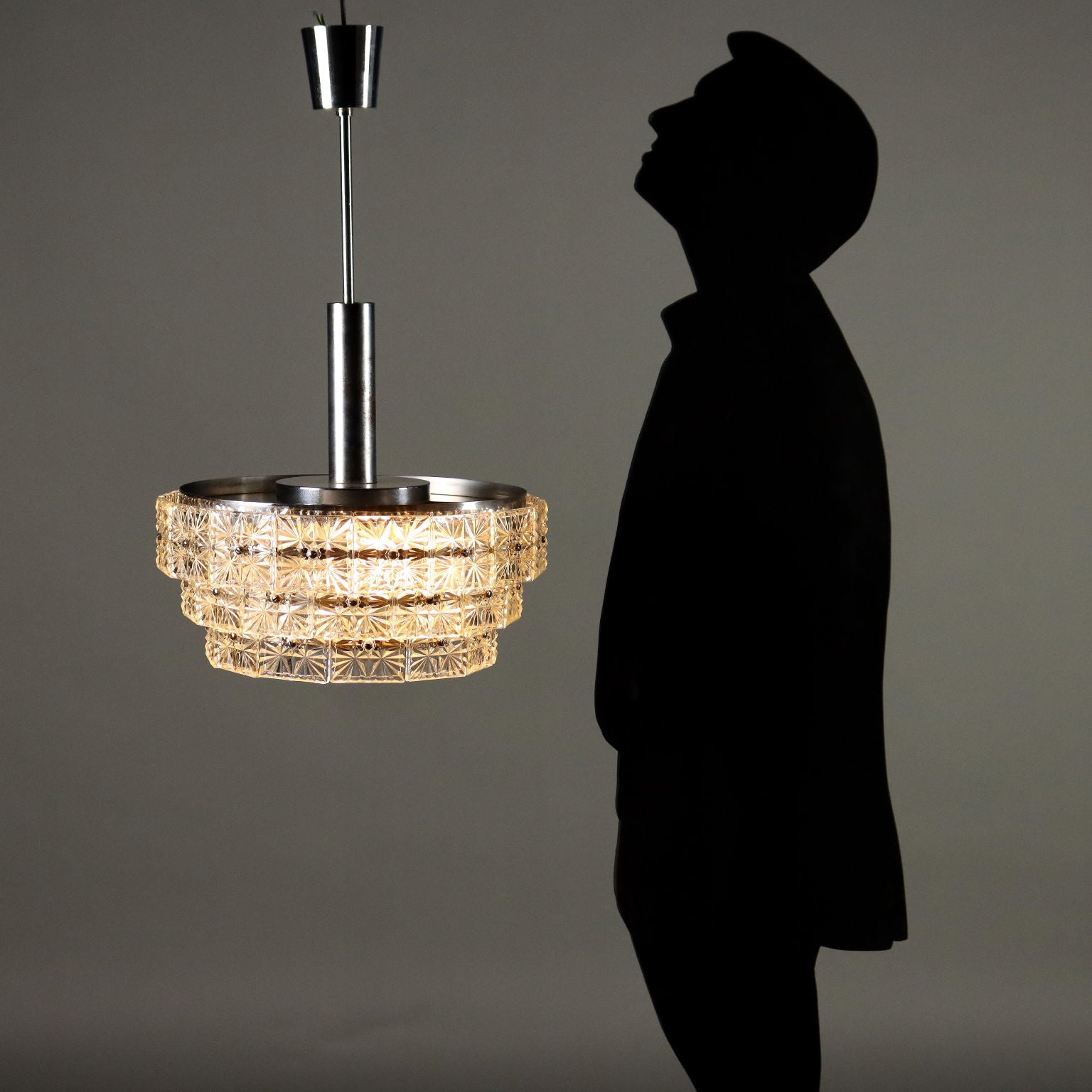 Vintage 1960s-70s Ceiling Lamp Glass Metal Italy | Modernism  Lighting