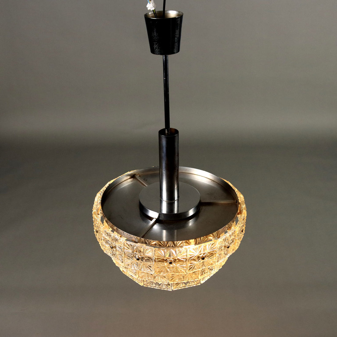 Vintage 1960s-70s Ceiling Lamp Glass Metal Italy | Modernism  Lighting