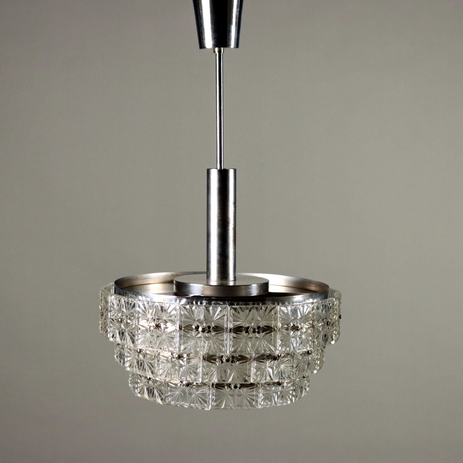 Vintage 1960s-70s Ceiling Lamp Glass Metal Italy | Modernism  Lighting