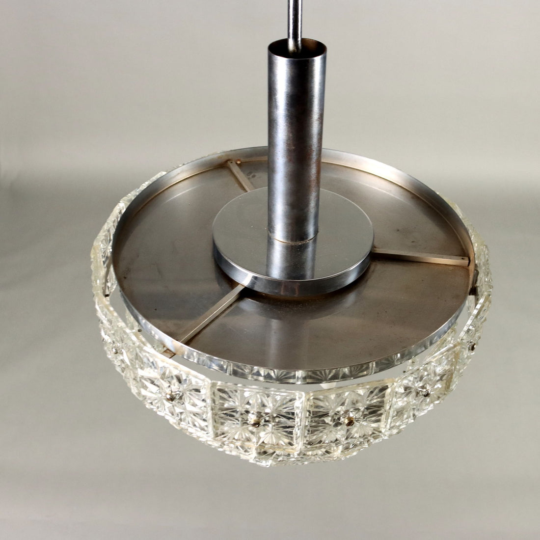 Vintage 1960s-70s Ceiling Lamp Glass Metal Italy | Modernism  Lighting