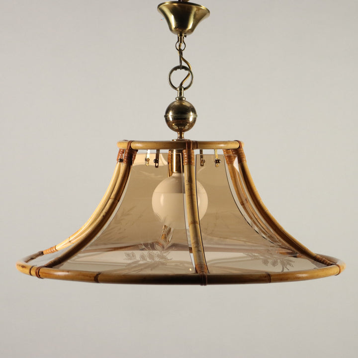 Vintage 1980s Lamp Bamboo Glass Italy | Modernism  Lighting