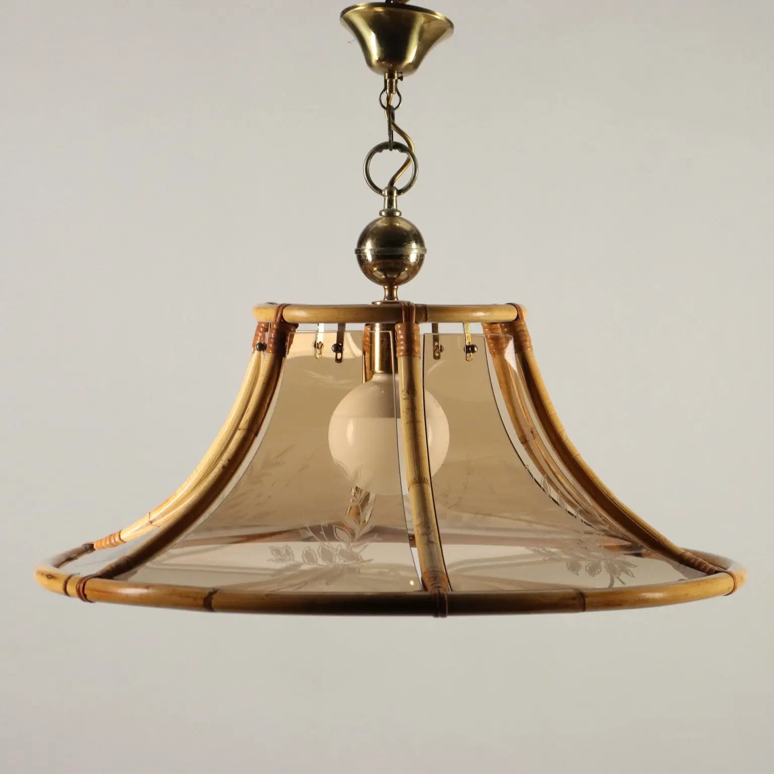 Vintage 1980s Lamp Bamboo Glass Italy | Modernism | Lighting