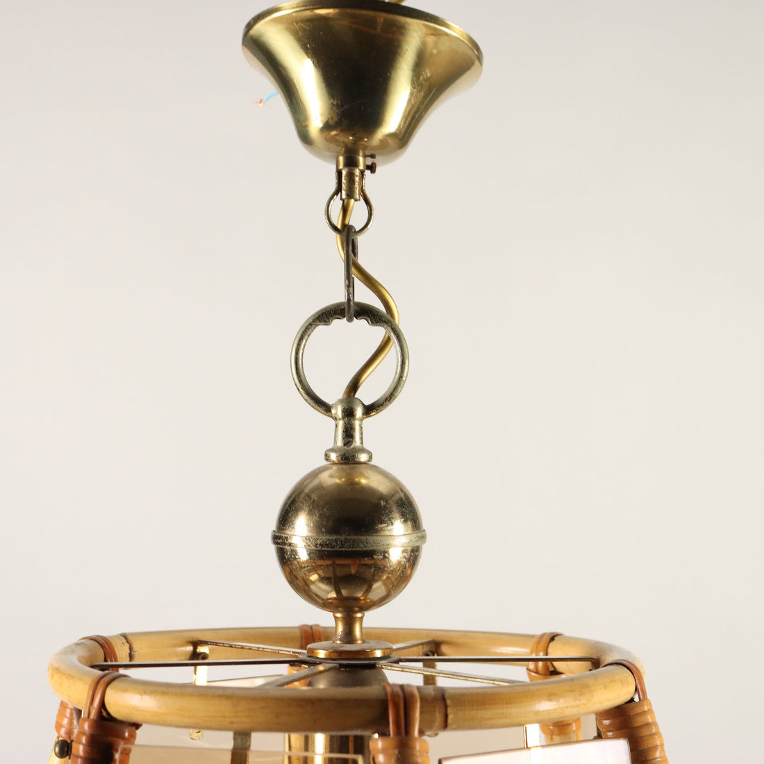 Vintage 1980s Lamp Bamboo Glass Italy | Modernism  Lighting