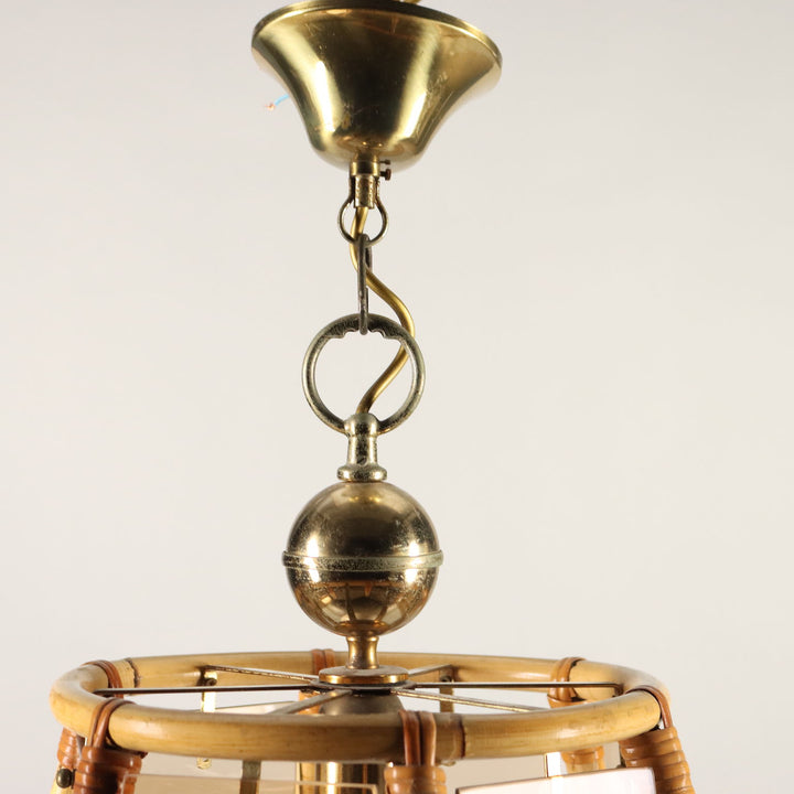 Vintage 1980s Lamp Bamboo Glass Italy | Modernism  Lighting