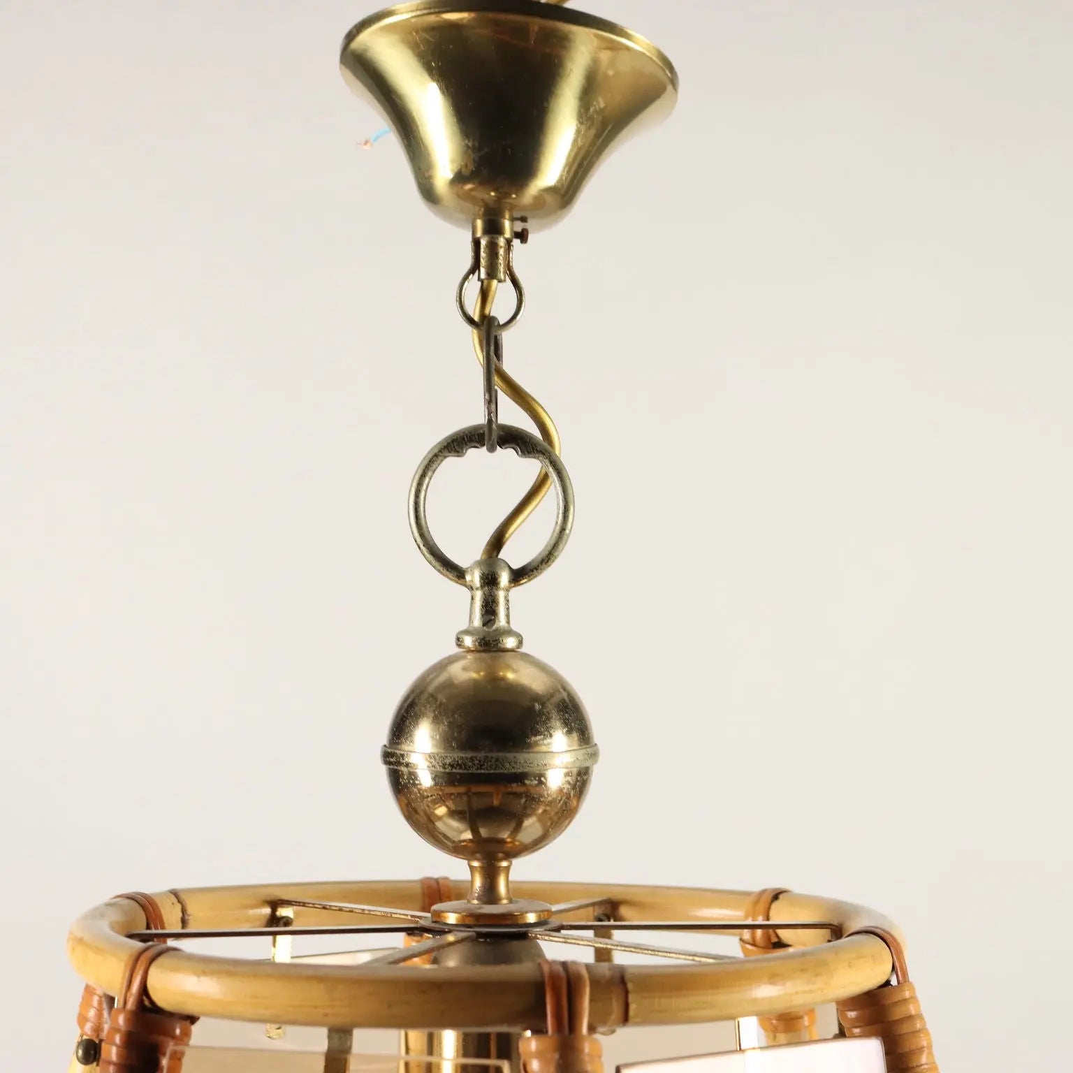 Vintage 1980s Lamp Bamboo Glass Italy | Modernism | Lighting