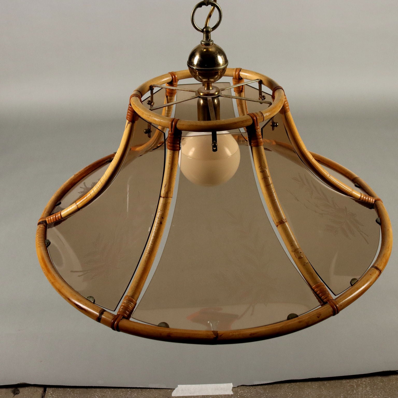 Vintage 1980s Lamp Bamboo Glass Italy | Modernism  Lighting
