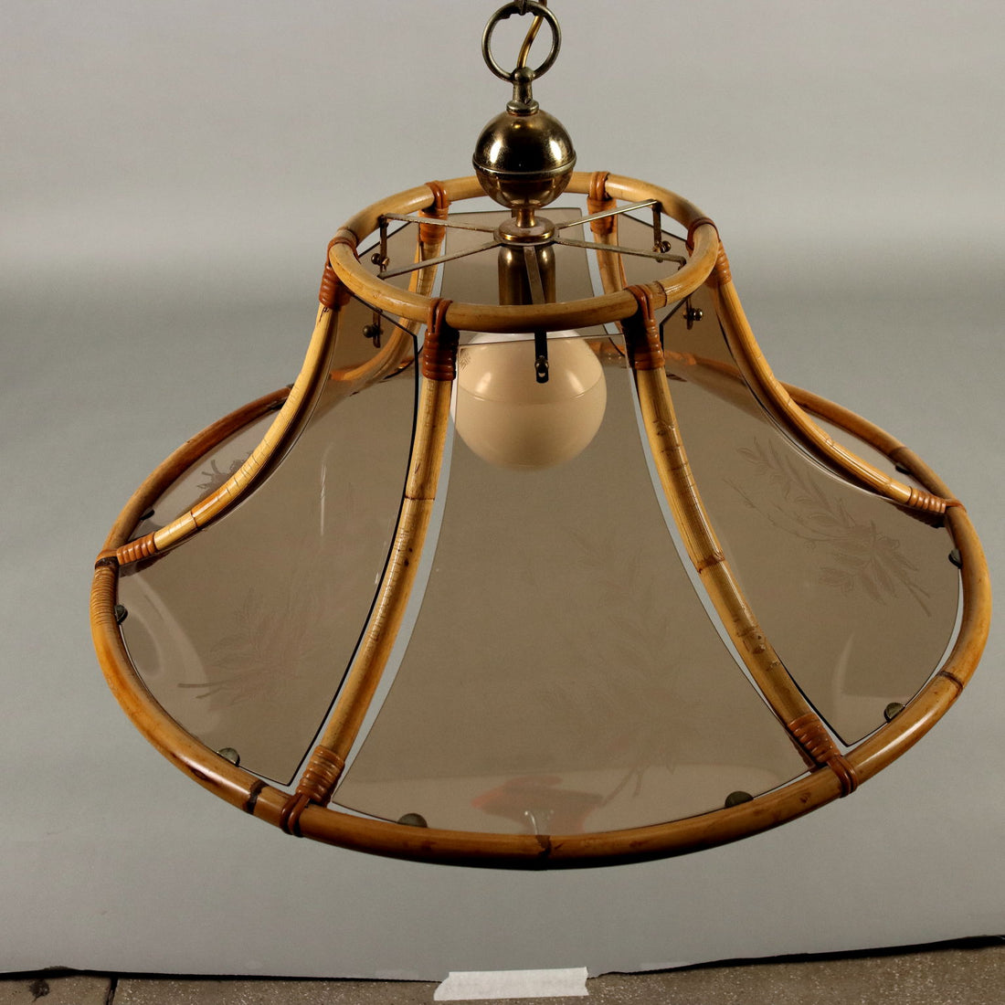Vintage 1980s Lamp Bamboo Glass Italy | Modernism  Lighting
