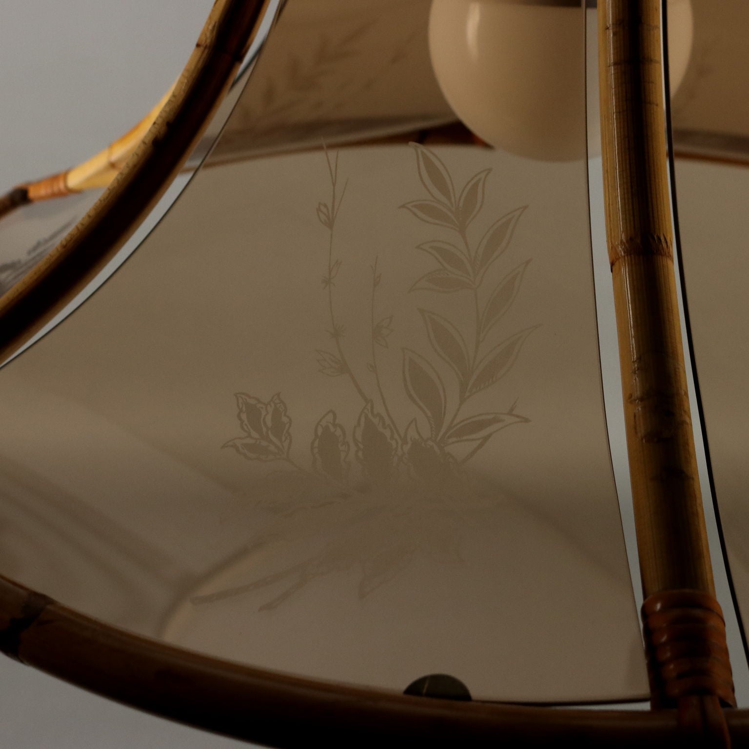 Vintage 1980s Lamp Bamboo Glass Italy | Modernism  Lighting