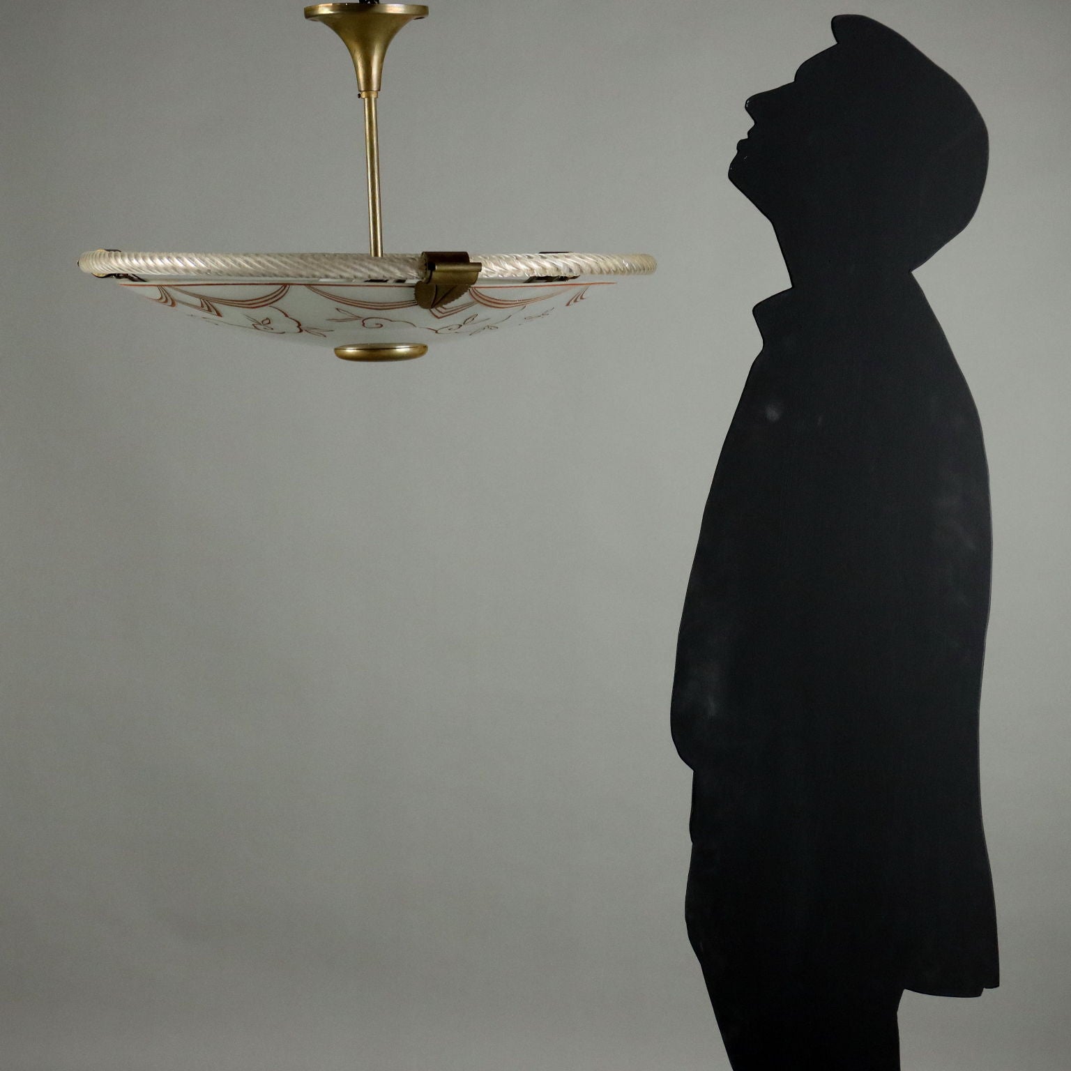 Vintage 1950s Ceiling Lamp Brass Glass Italy | Modernism  Lighting