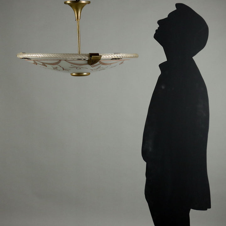 Vintage 1950s Ceiling Lamp Brass Glass Italy | Modernism  Lighting
