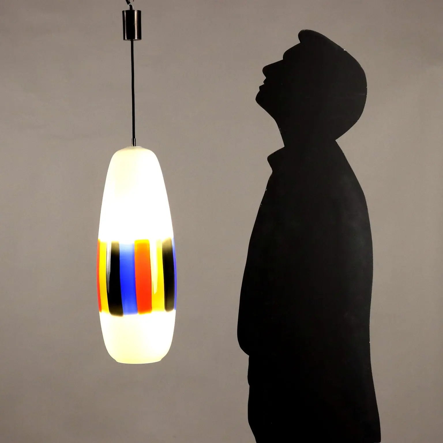 Vintage 1960s Ceiling Lamp Attr. to Massimo Vignelli Glass | Modernism | Lighting
