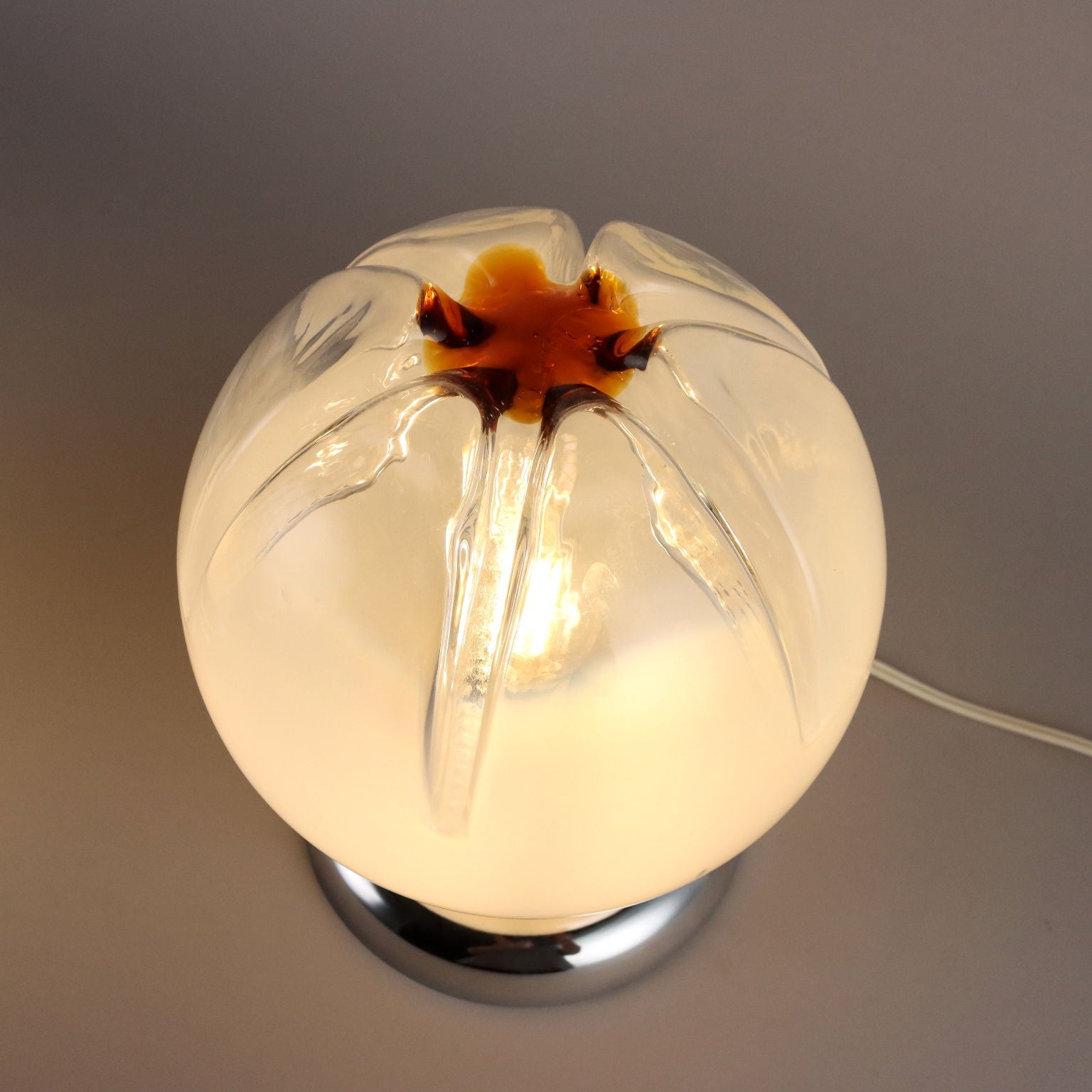 Vintage 1970s Table Lamps Chromed Metal Blown Glass | Modernism  Lighting