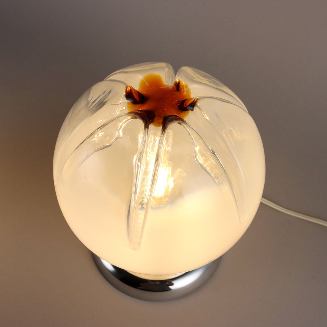 Vintage 1970s Table Lamps Chromed Metal Blown Glass | Modernism  Lighting