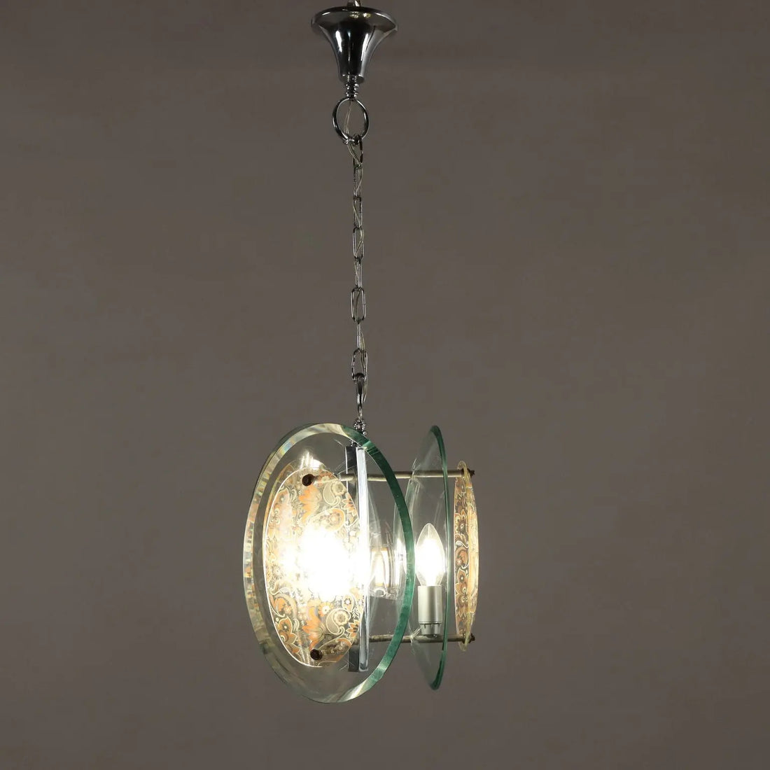 Vintage 1960s Suspension Lamp Glass Metal Italy | Modernism | Lighting