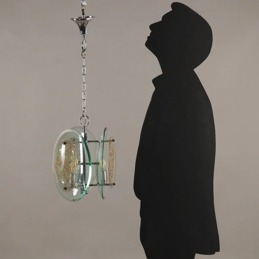 Vintage 1960s Suspension Lamp Glass Metal Italy | Modernism | Lighting