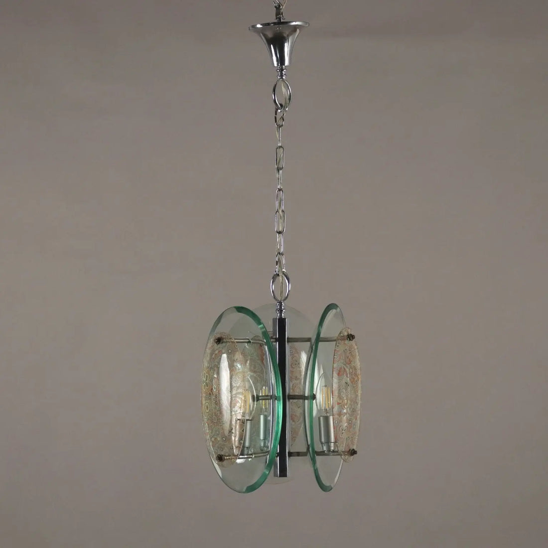 Vintage 1960s Suspension Lamp Glass Metal Italy | Modernism | Lighting