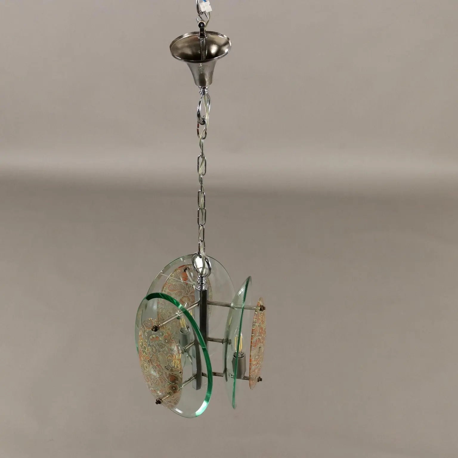 Vintage 1960s Suspension Lamp Glass Metal Italy | Modernism | Lighting