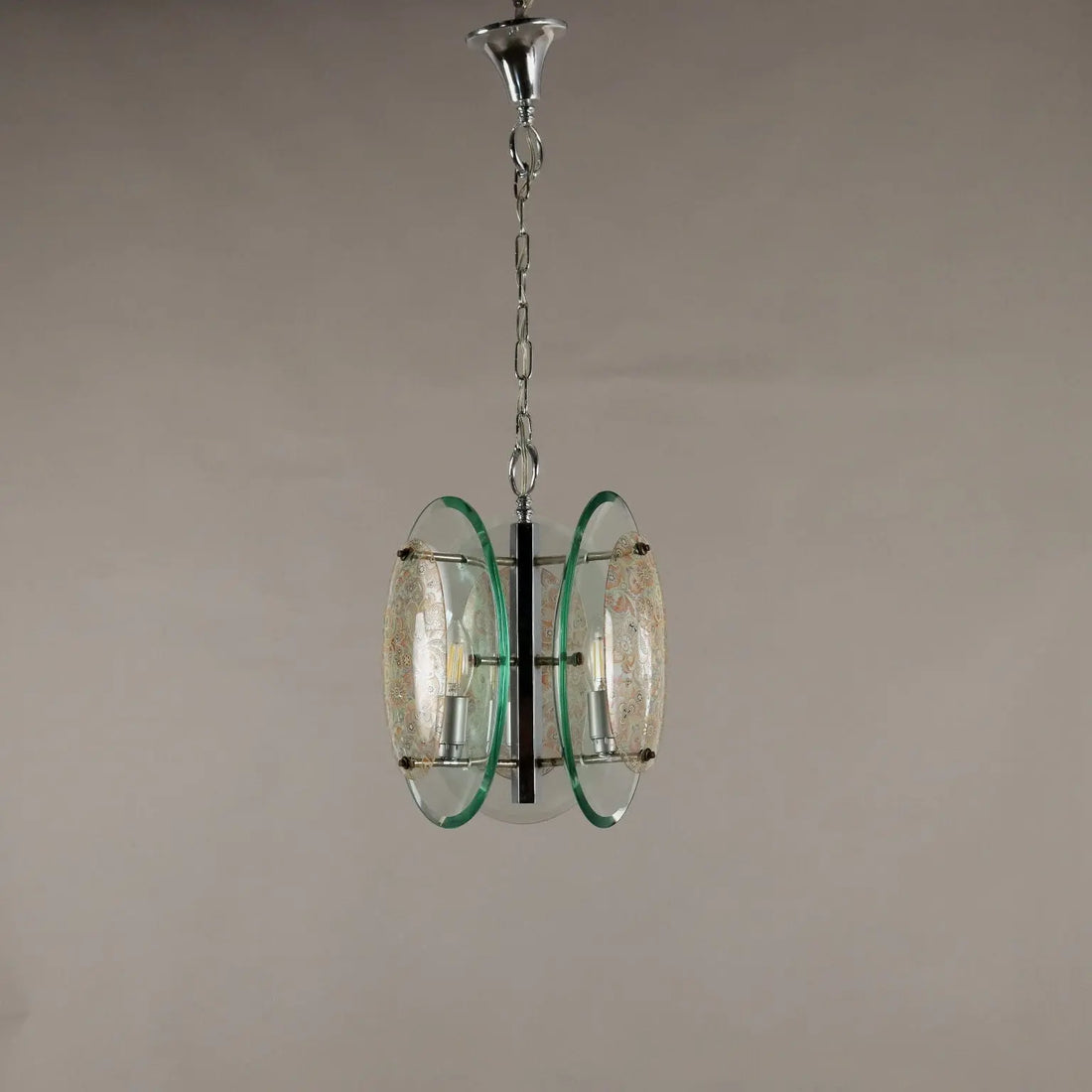 Vintage 1960s Suspension Lamp Glass Metal Italy | Modernism | Lighting