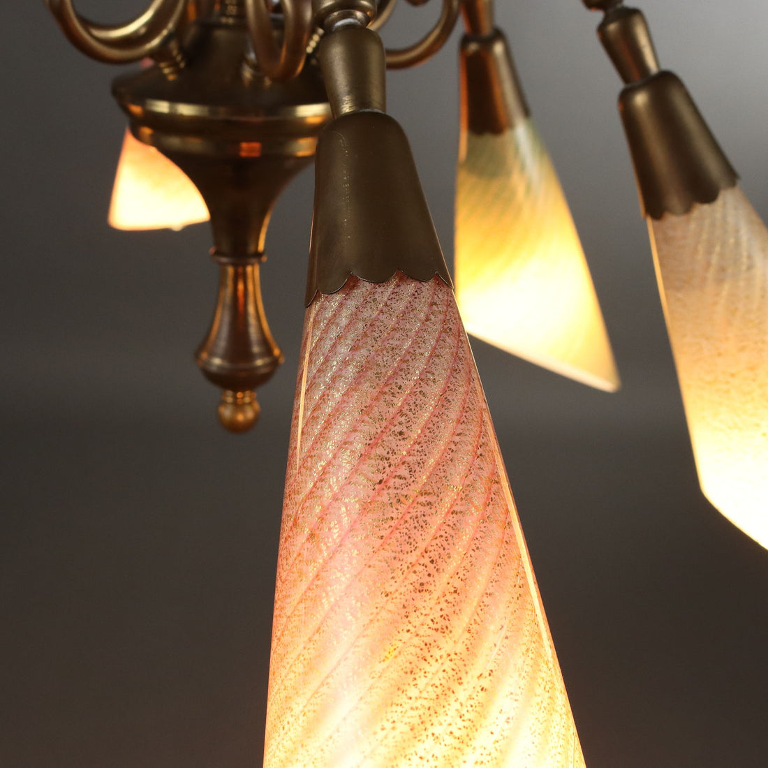 Vintage Ceiling Lamp Glass Brass Italy 1950s | Modernism  Lighting