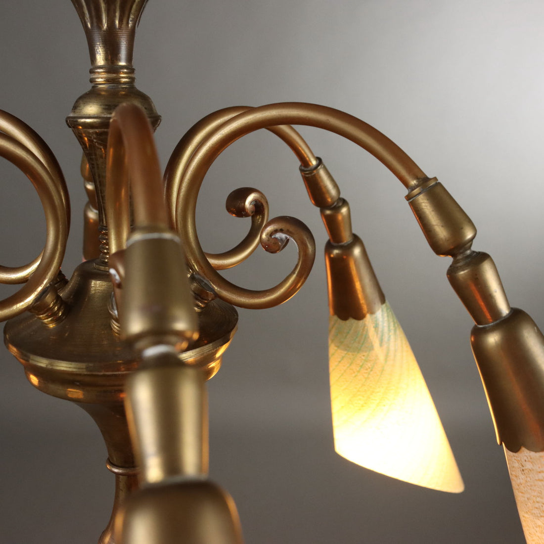 Vintage Ceiling Lamp Glass Brass Italy 1950s | Modernism  Lighting