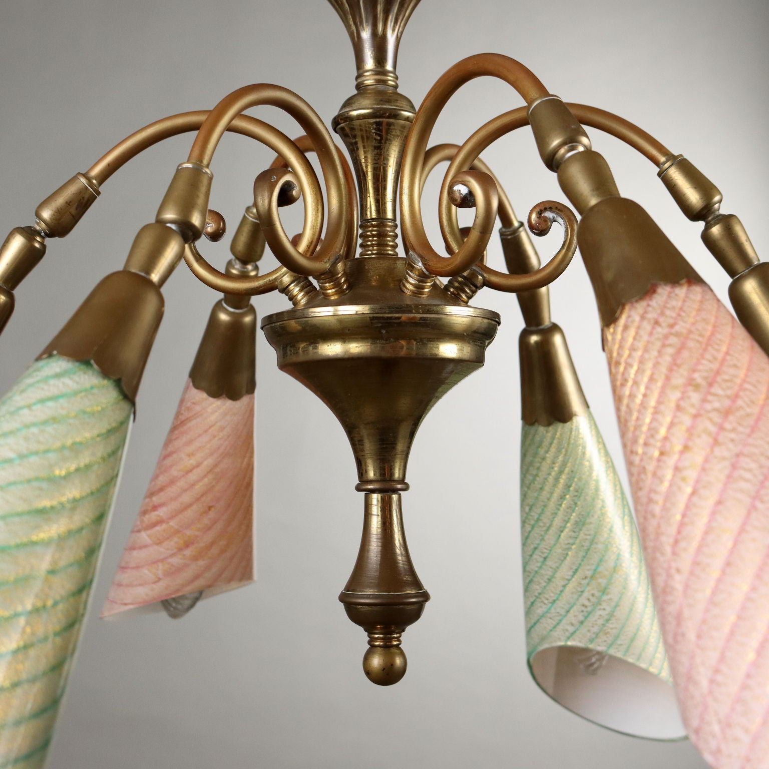 Vintage Ceiling Lamp Glass Brass Italy 1950s | Modernism  Lighting