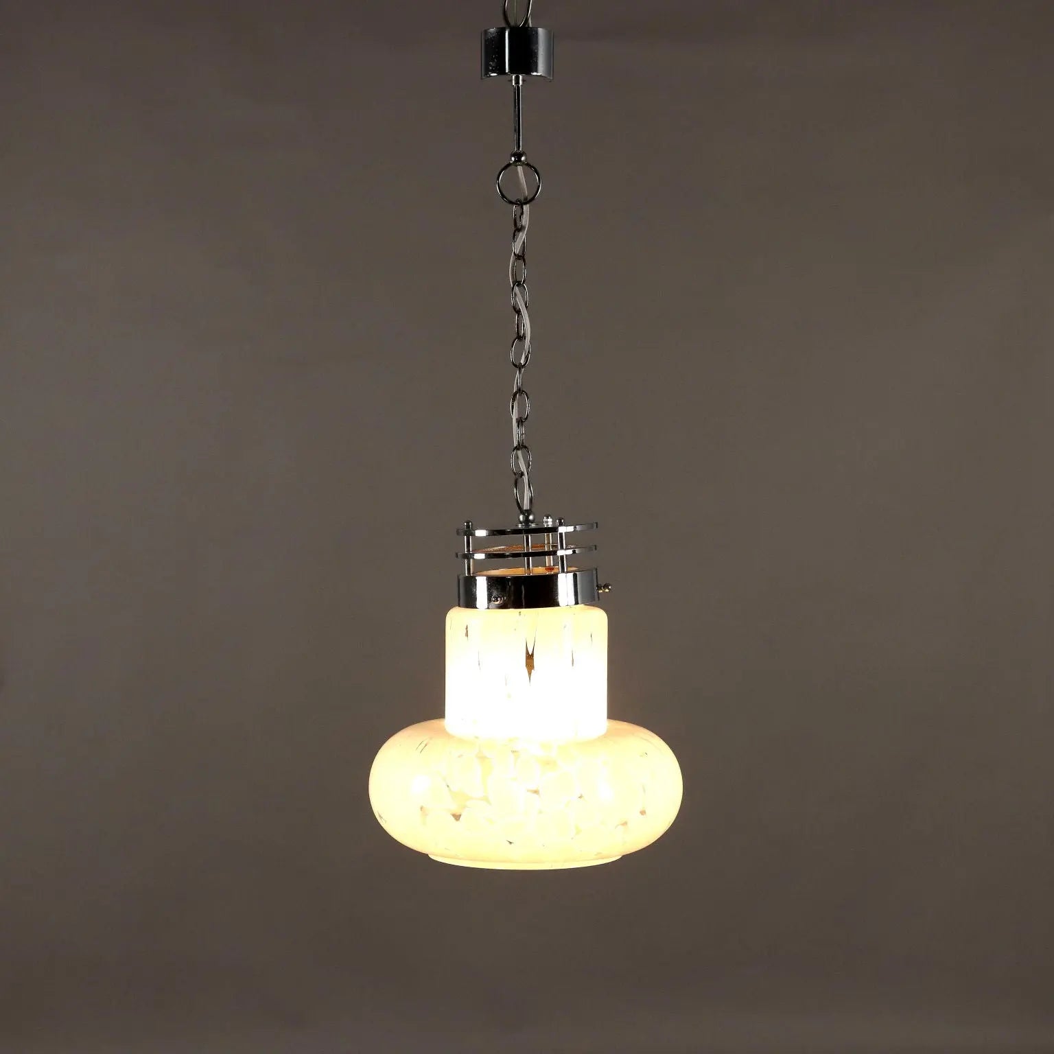 Vintage 1970s Ceiling Lamp Glass Metal Italy | Modernism | Lighting