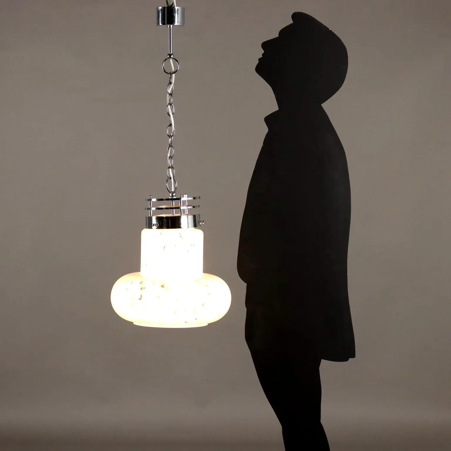 Vintage 1970s Ceiling Lamp Glass Metal Italy | Modernism | Lighting