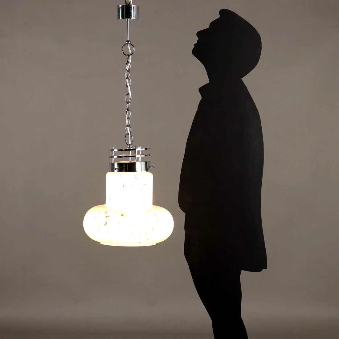 Vintage 1970s Ceiling Lamp Glass Metal Italy | Modernism | Lighting