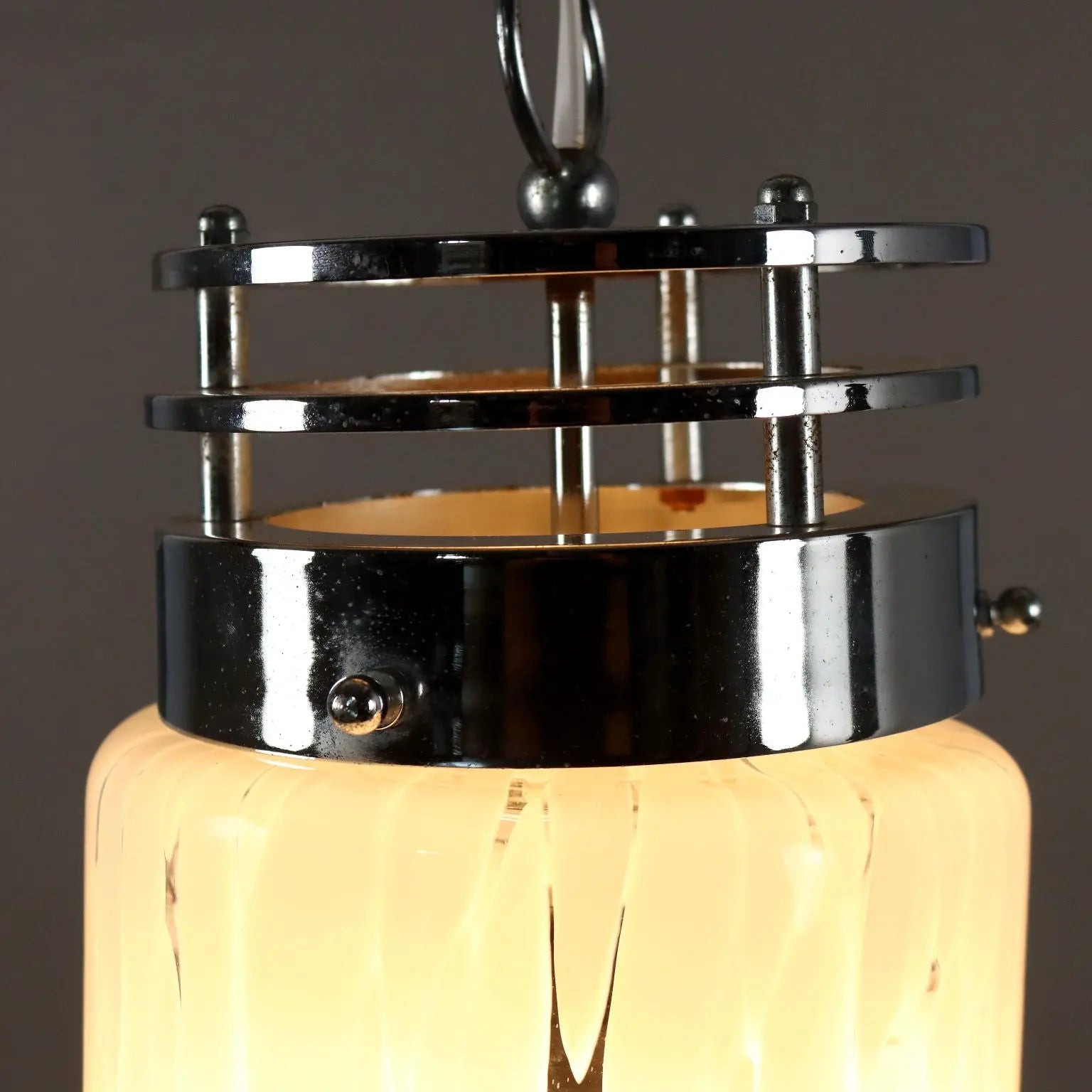 Vintage 1970s Ceiling Lamp Glass Metal Italy | Modernism | Lighting