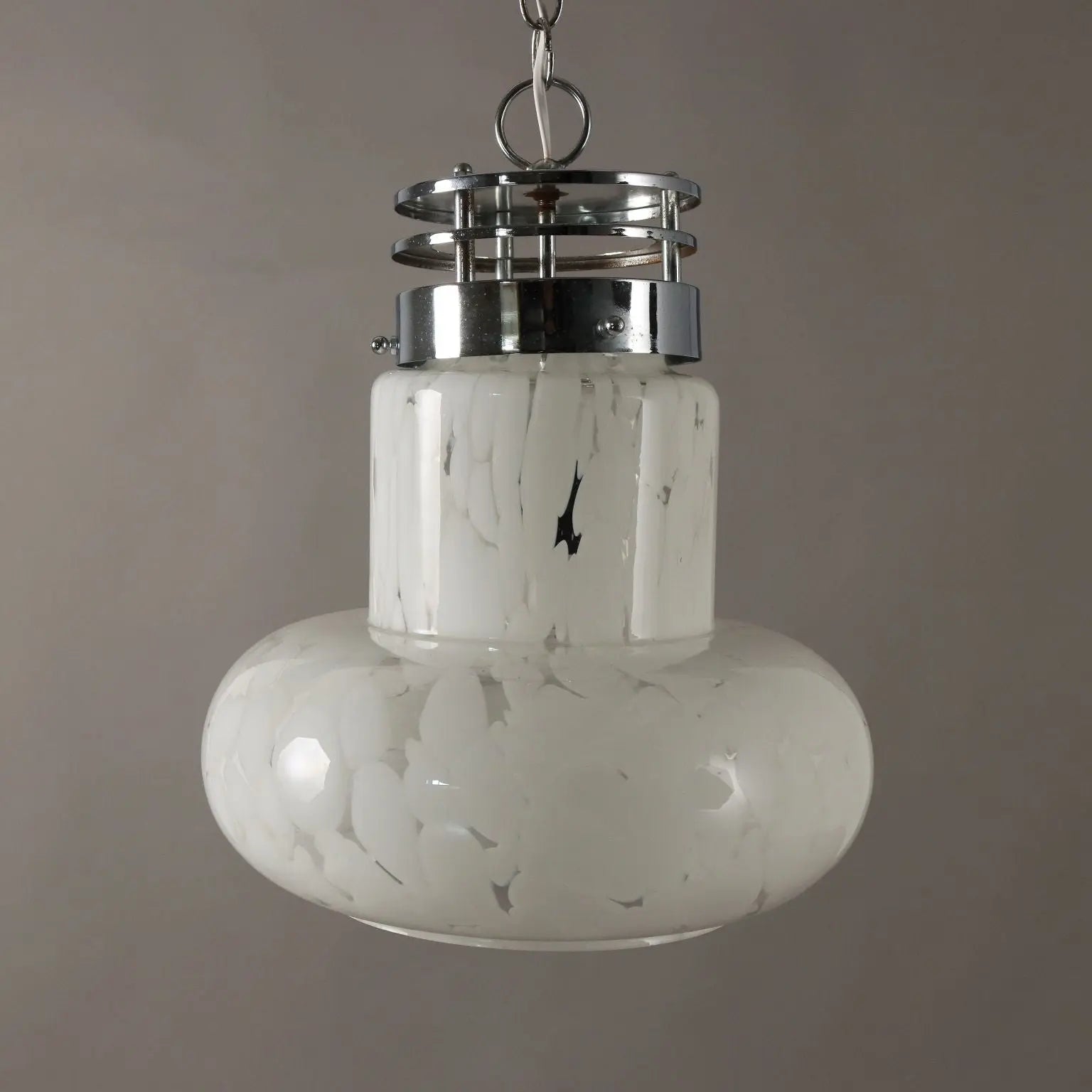 Vintage 1970s Ceiling Lamp Glass Metal Italy | Modernism | Lighting
