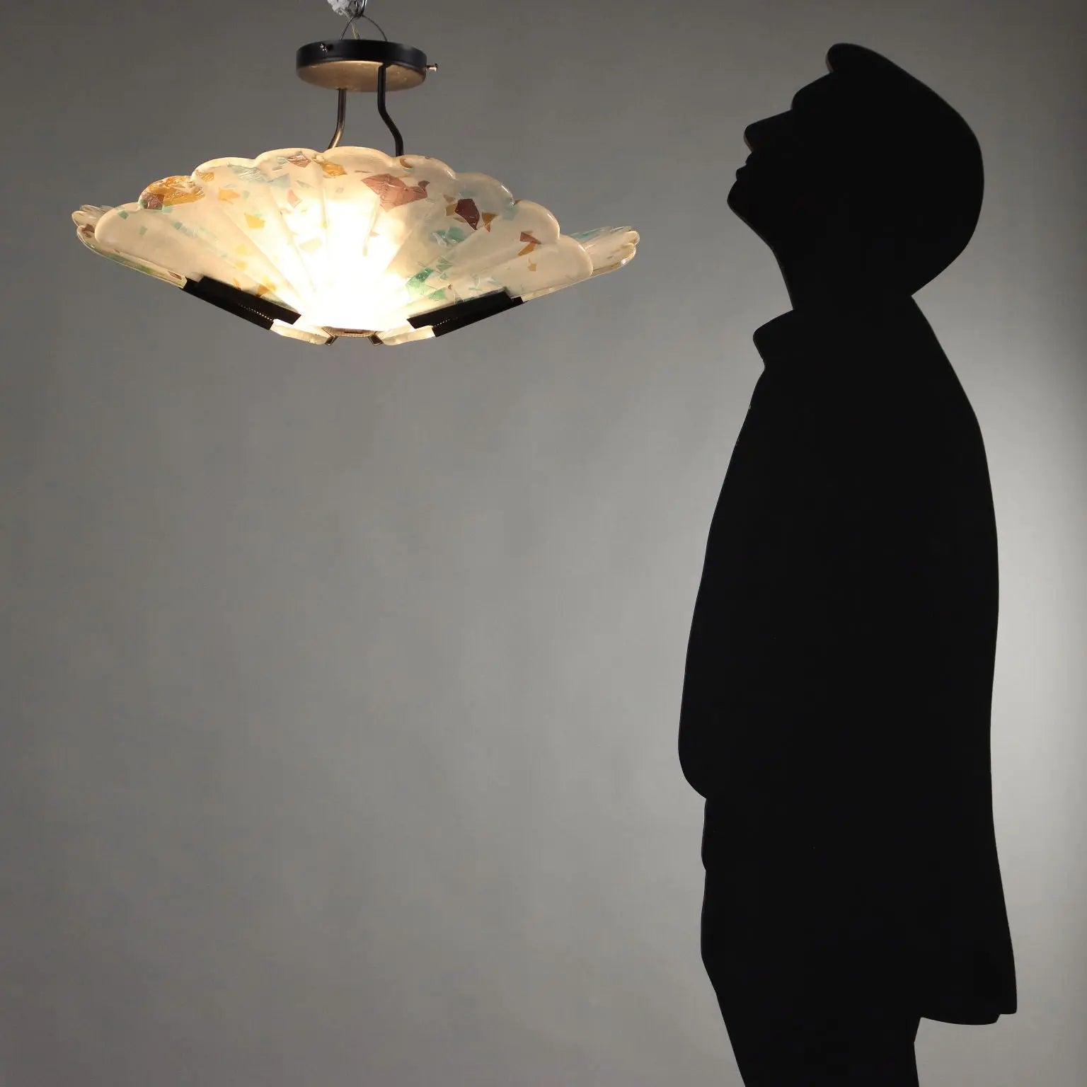 Vintage Ceiling Lamp Metal Glass Italy 1990s | Modernism | Lighting