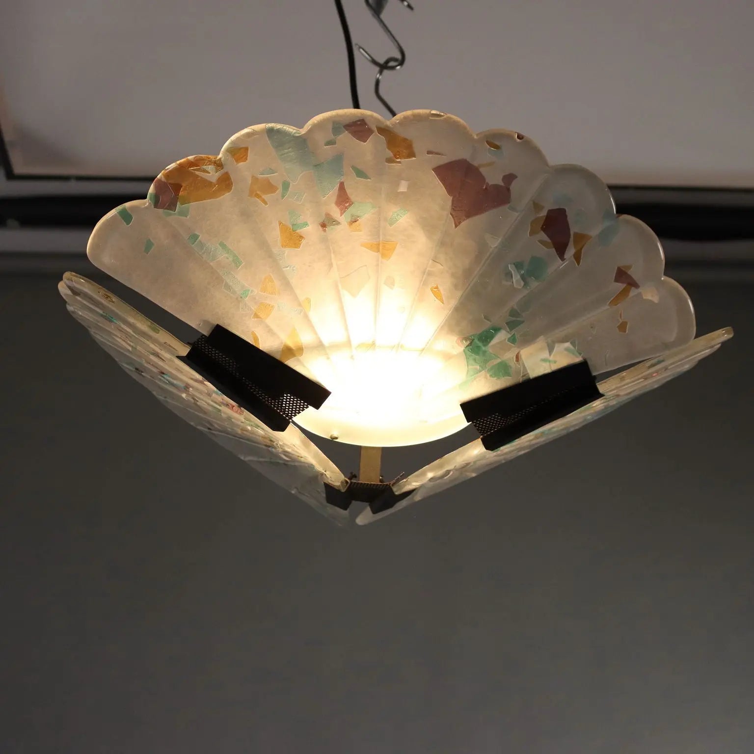 Vintage Ceiling Lamp Metal Glass Italy 1990s | Modernism | Lighting