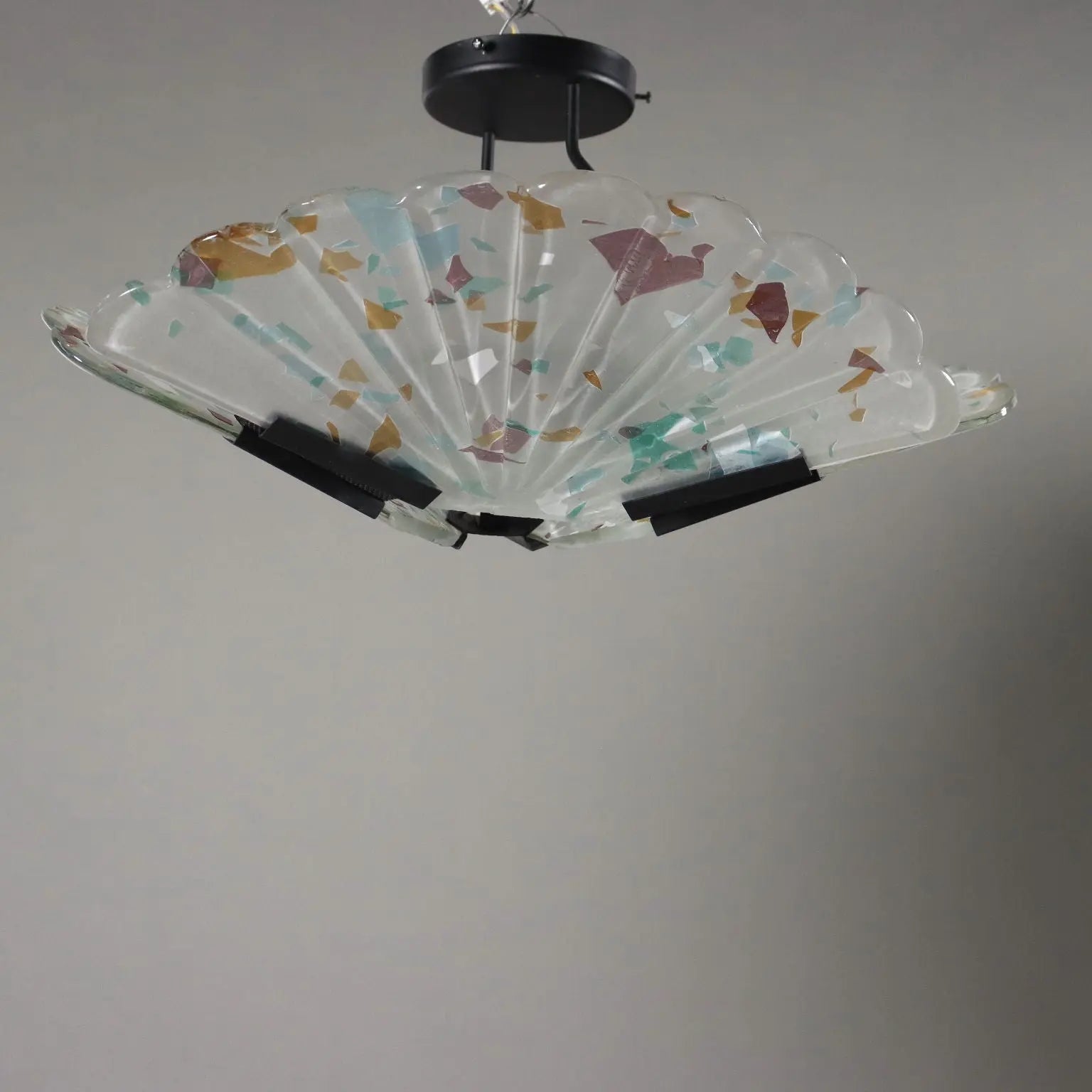 Vintage Ceiling Lamp Metal Glass Italy 1990s | Modernism | Lighting