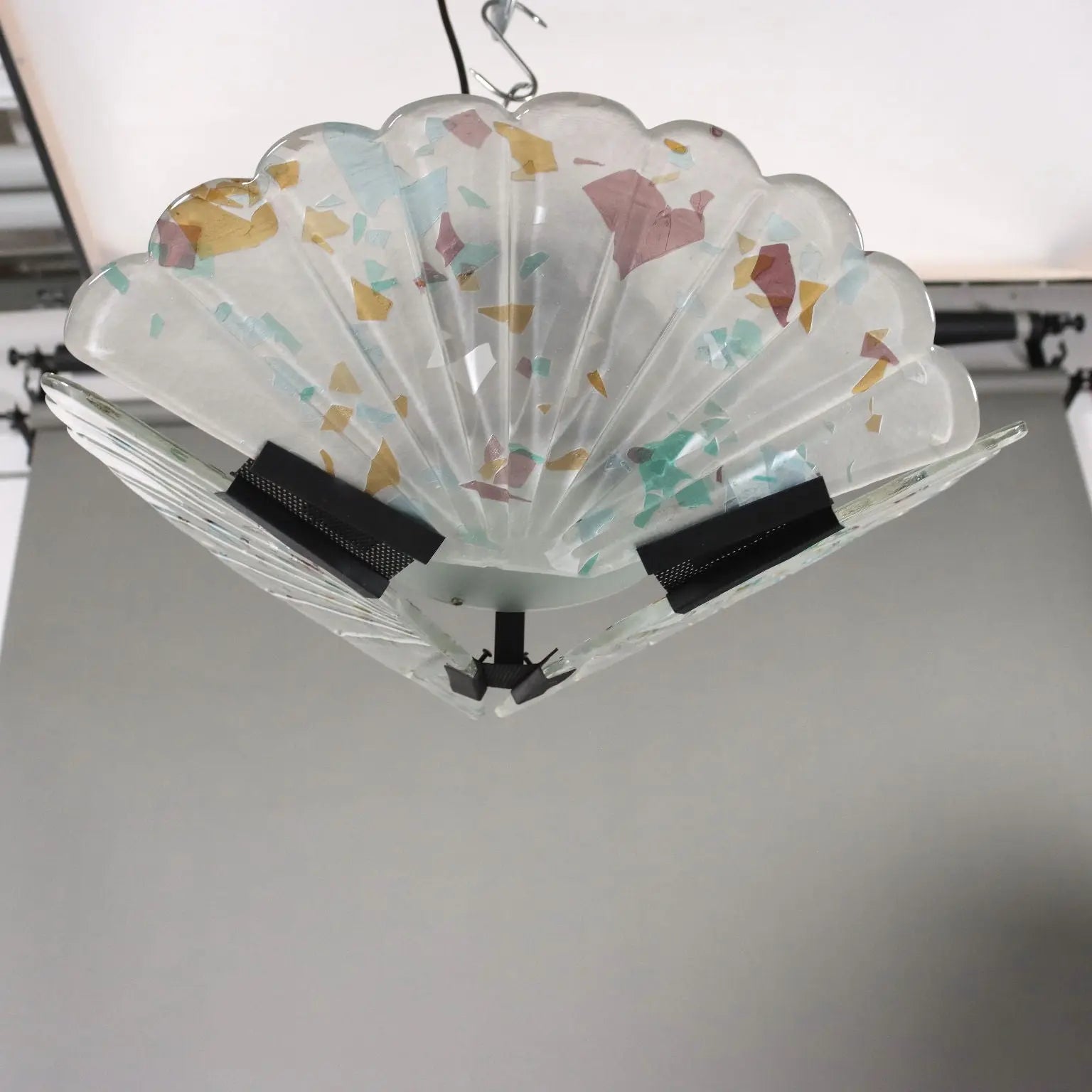 Vintage Ceiling Lamp Metal Glass Italy 1990s | Modernism | Lighting