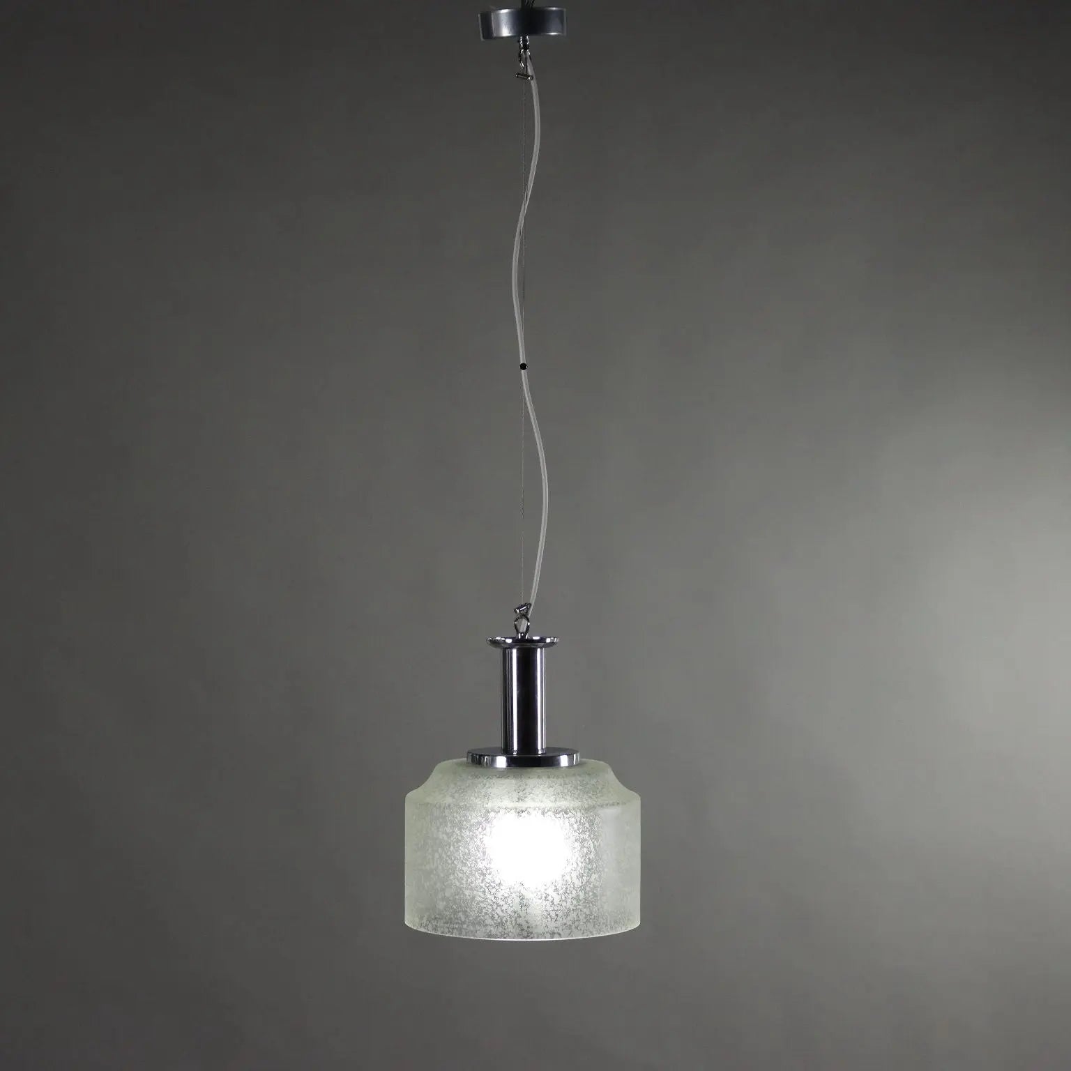 Vintage Ceiling Lamp Chromed Metal Glass Italy 1970s | Modernism | Lighting