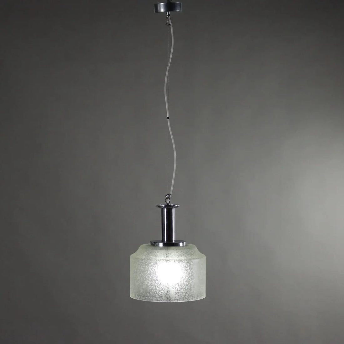 Vintage Ceiling Lamp Chromed Metal Glass Italy 1970s | Modernism | Lighting