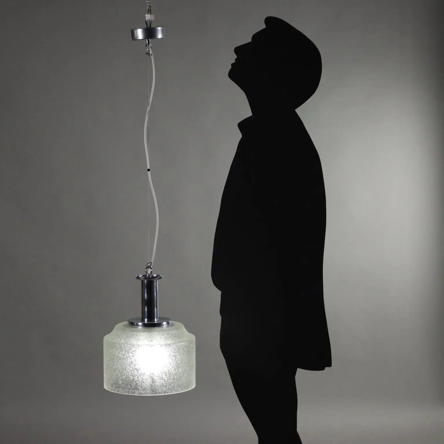 Vintage Ceiling Lamp Chromed Metal Glass Italy 1970s | Modernism | Lighting