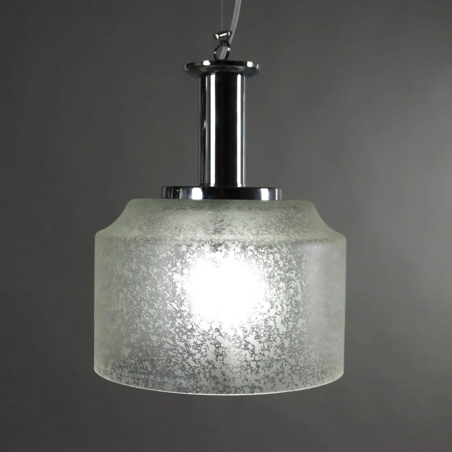 Vintage Ceiling Lamp Chromed Metal Glass Italy 1970s | Modernism | Lighting