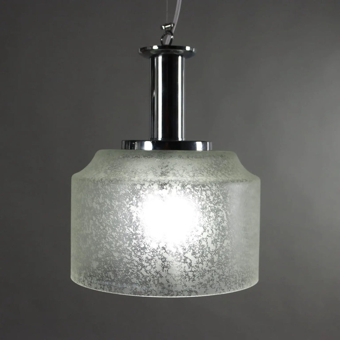 Vintage Ceiling Lamp Chromed Metal Glass Italy 1970s | Modernism | Lighting