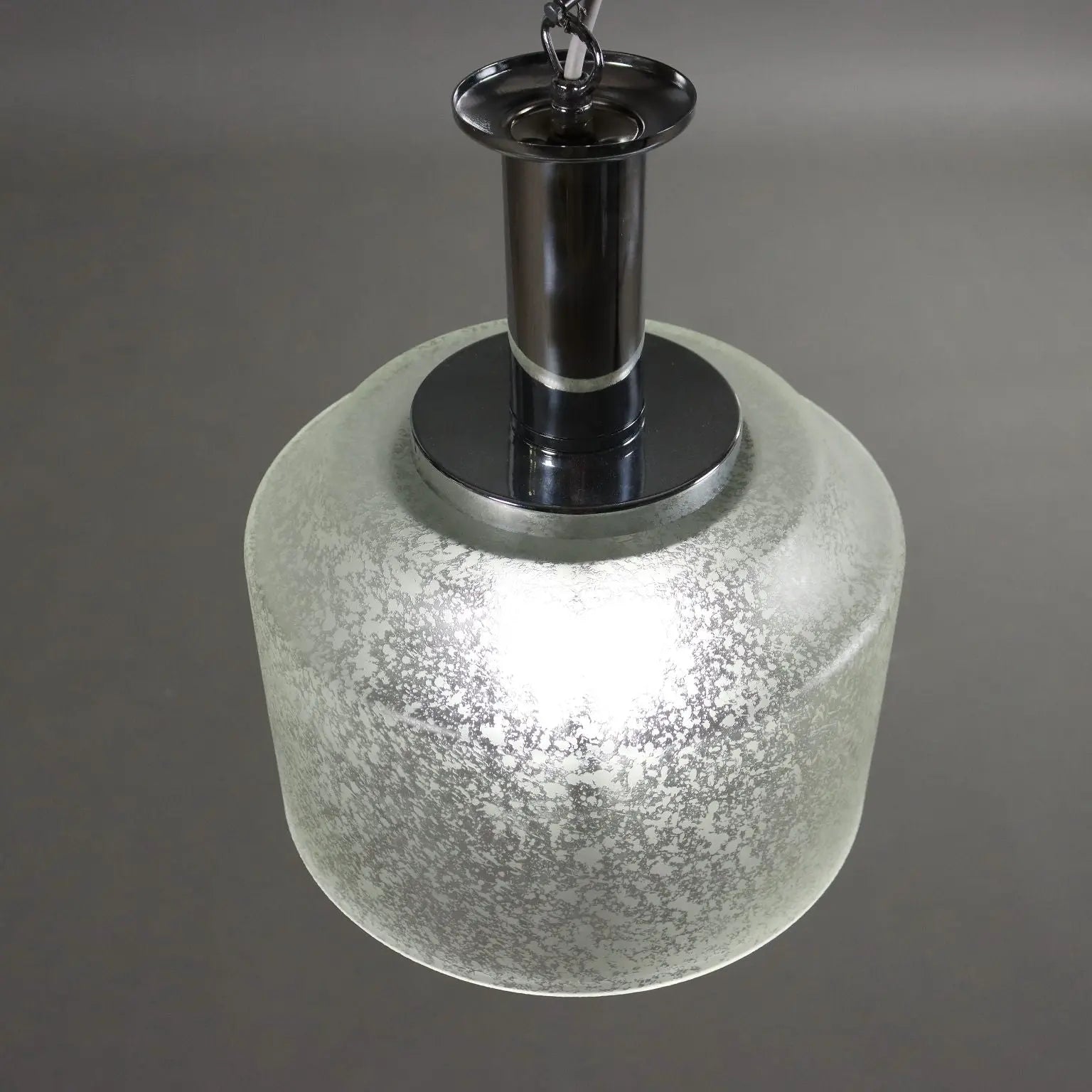 Vintage Ceiling Lamp Chromed Metal Glass Italy 1970s | Modernism | Lighting