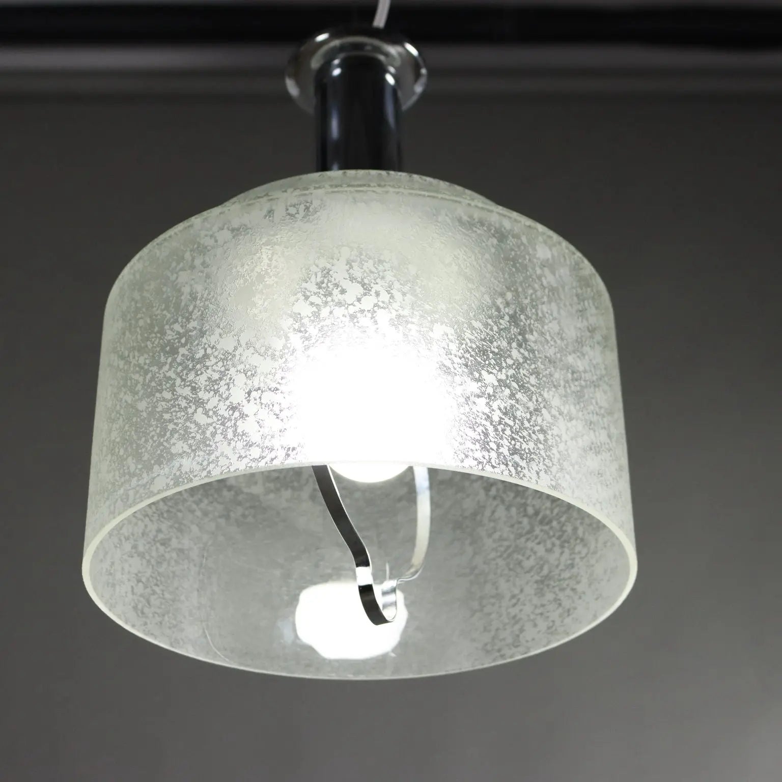 Vintage Ceiling Lamp Chromed Metal Glass Italy 1970s | Modernism | Lighting