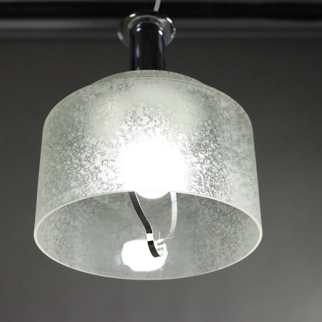 Vintage Ceiling Lamp Chromed Metal Glass Italy 1970s | Modernism | Lighting