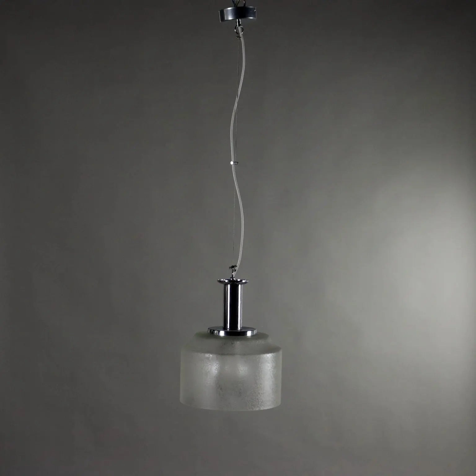 Vintage Ceiling Lamp Chromed Metal Glass Italy 1970s | Modernism | Lighting