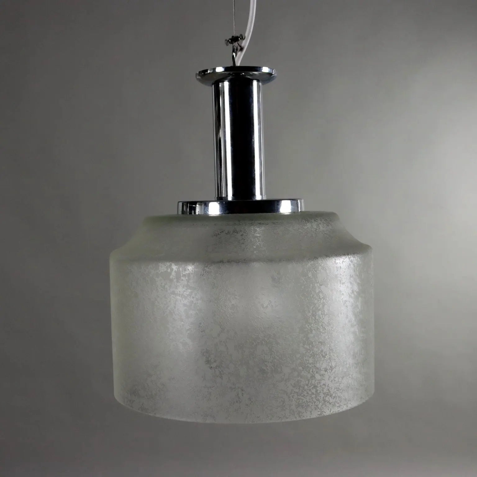 Vintage Ceiling Lamp Chromed Metal Glass Italy 1970s | Modernism | Lighting