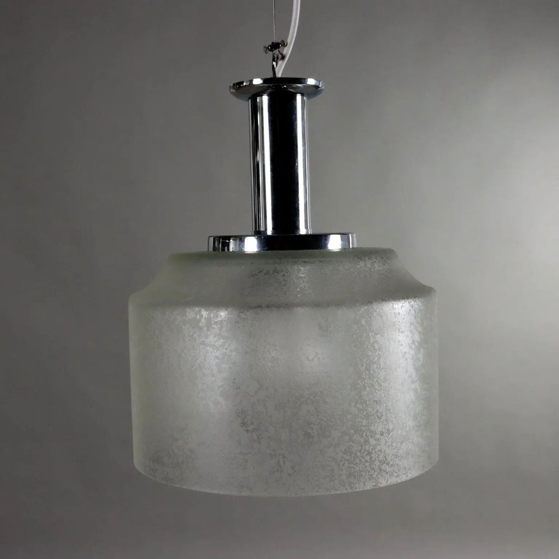 Vintage Ceiling Lamp Chromed Metal Glass Italy 1970s | Modernism | Lighting
