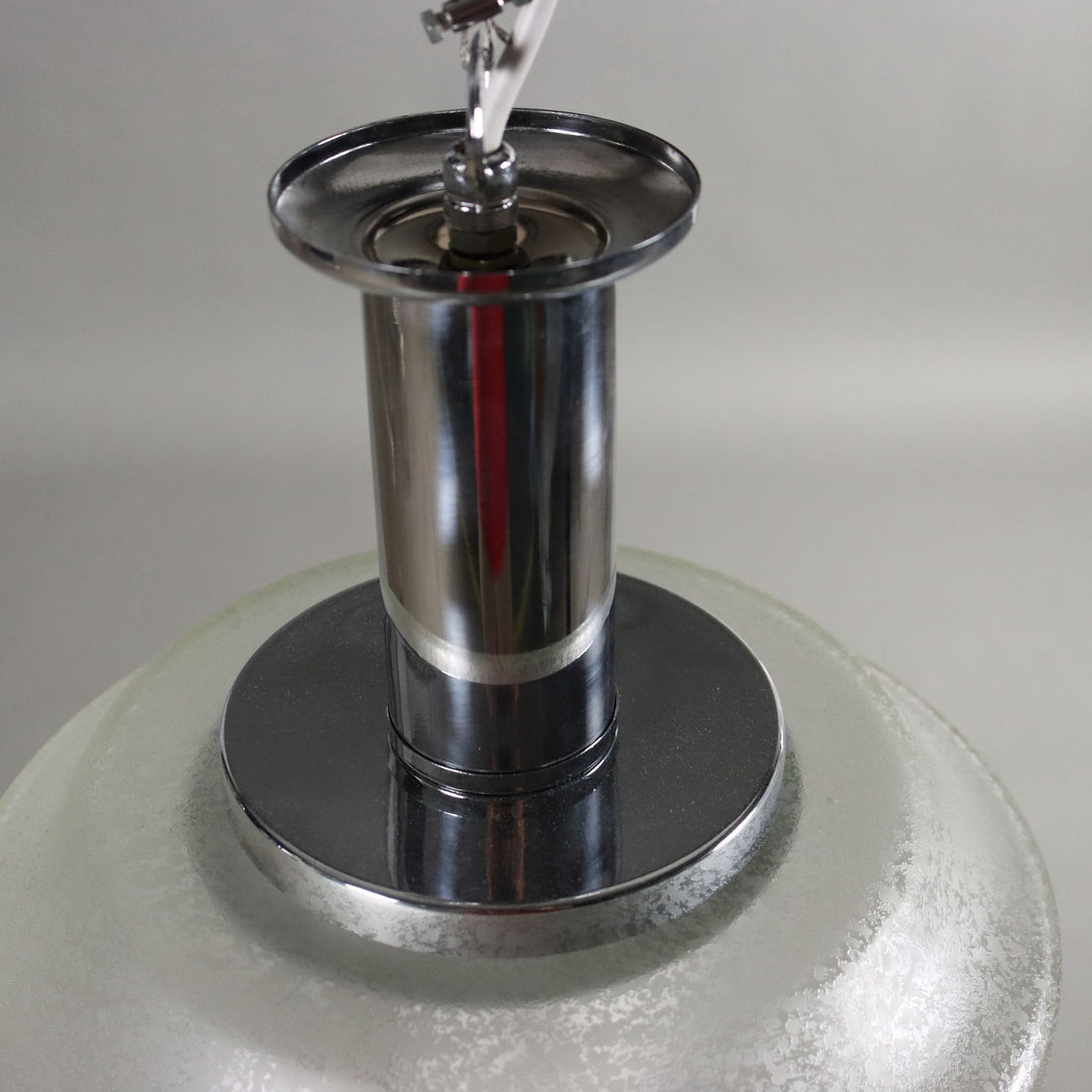 Vintage Ceiling Lamp Chromed Metal Glass Italy 1970s | Modernism | Lighting